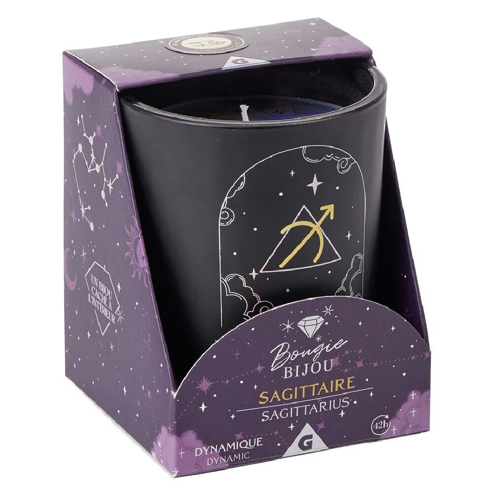 Bougie bijou doré signe astro Sagittaire senteur fleur d'oranger 36H