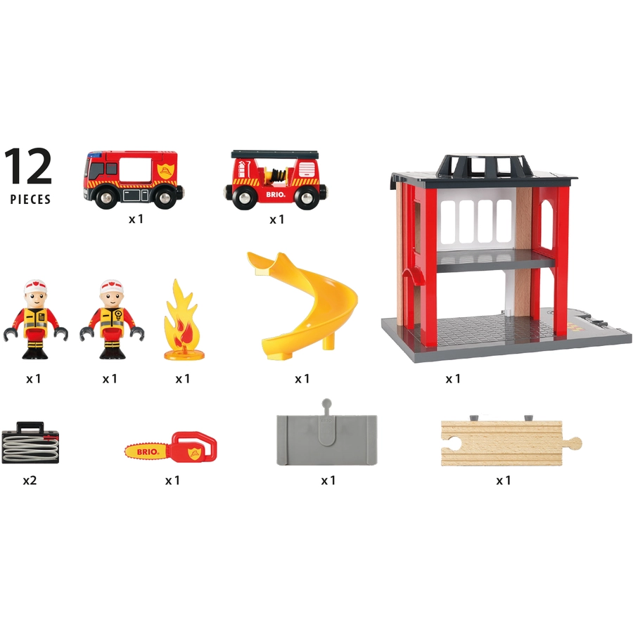 BRIO® WORLD Große Feuerwehr-Station mit Einsatzfahrzeug 33833