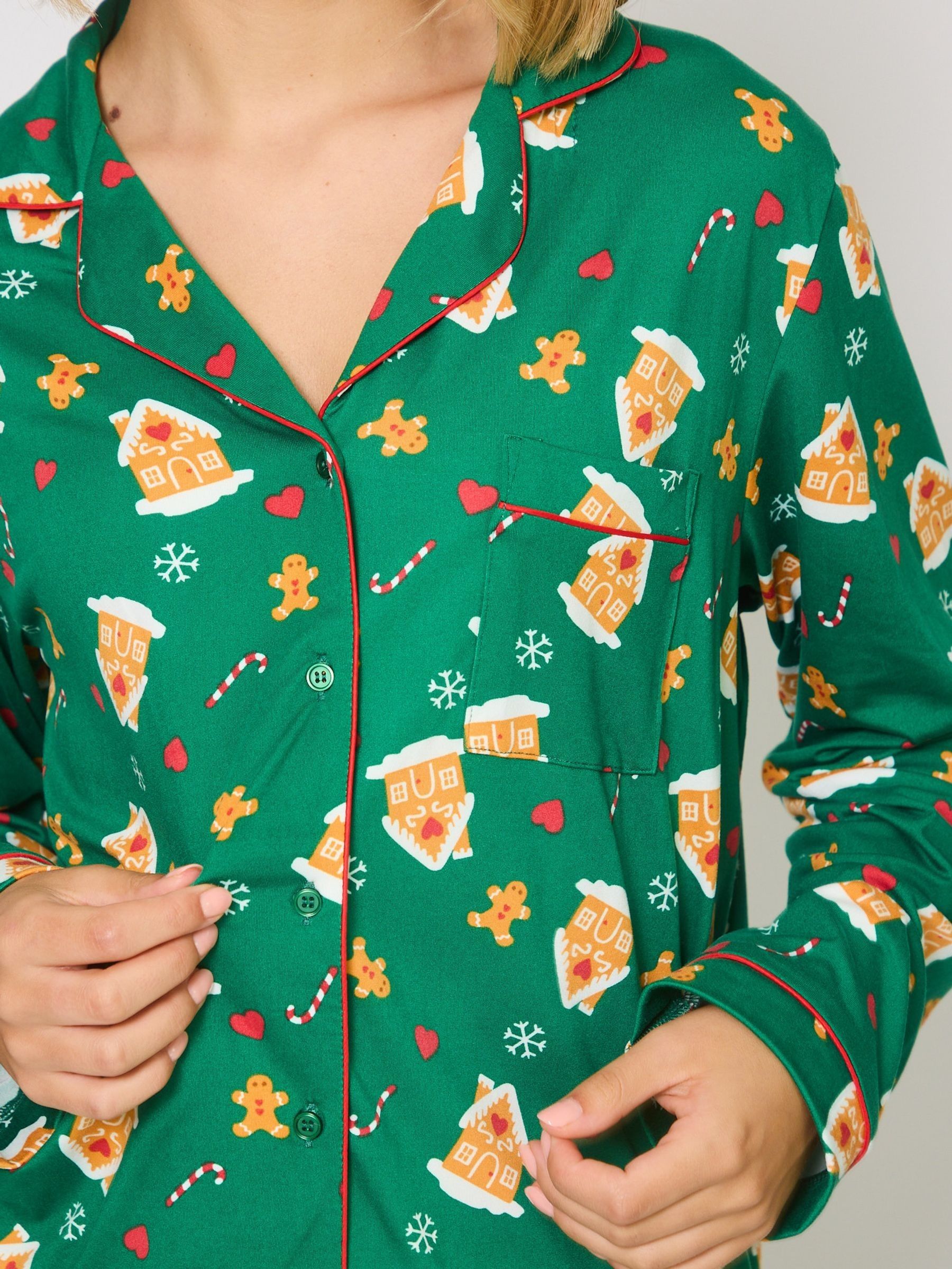 Loungeable Kerstmis pyjama's set van jersey met peperkoekmotief