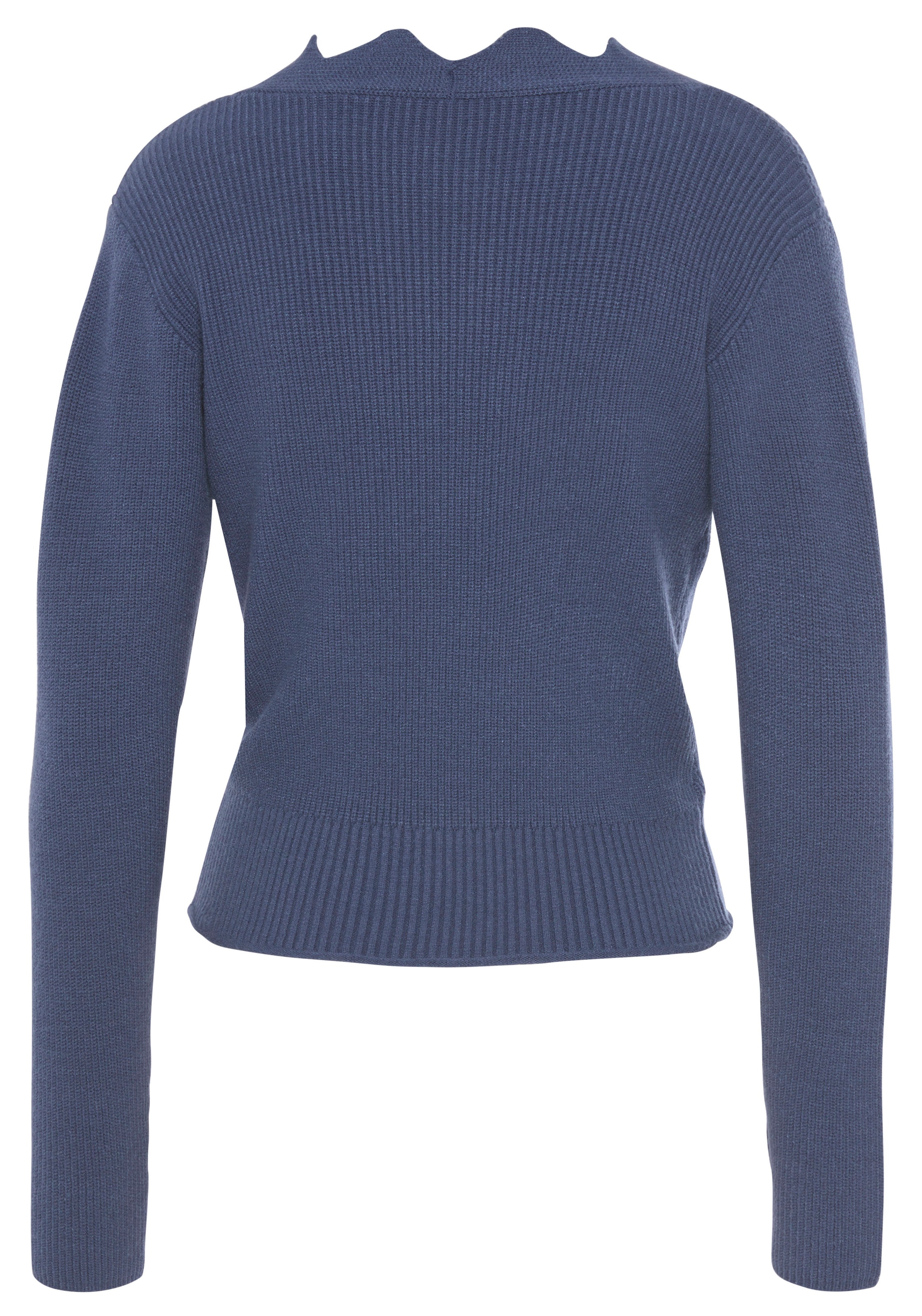 LASCANA Strickpullover , mit Wellenkante, modischer Damenpullover mit besonderem Ausschnitt