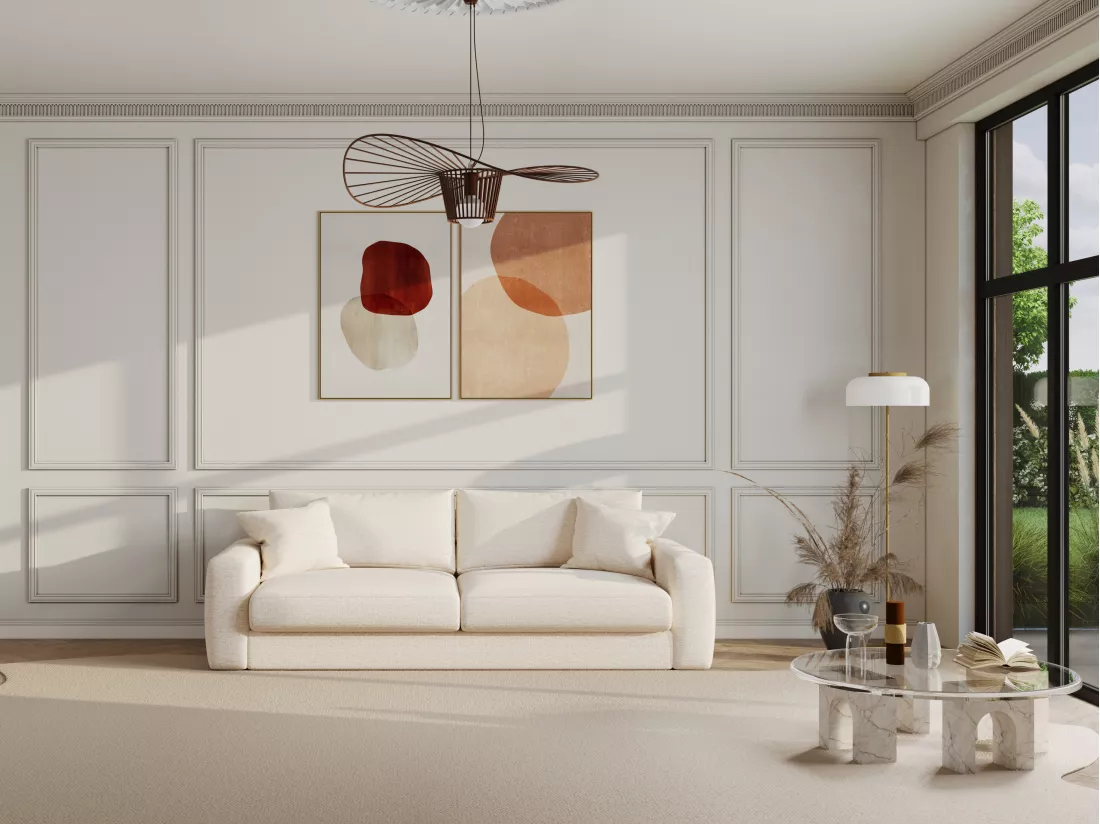 Canapé 3 places en tissu beige JULINA de Maison Céphy