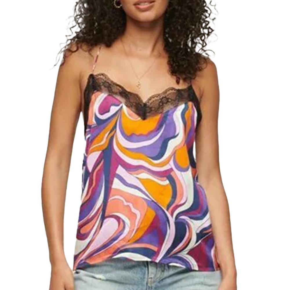 Superdry Top Violet/Orange/Noir Femme Superdry Studios