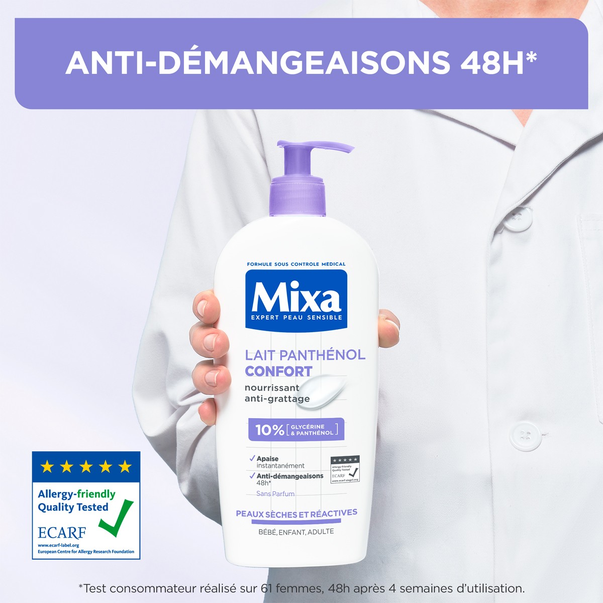 Lait nourrissant anti-démangeaisons - Glycérine & panthénol - Peaux sèches & réactives - 250 ml