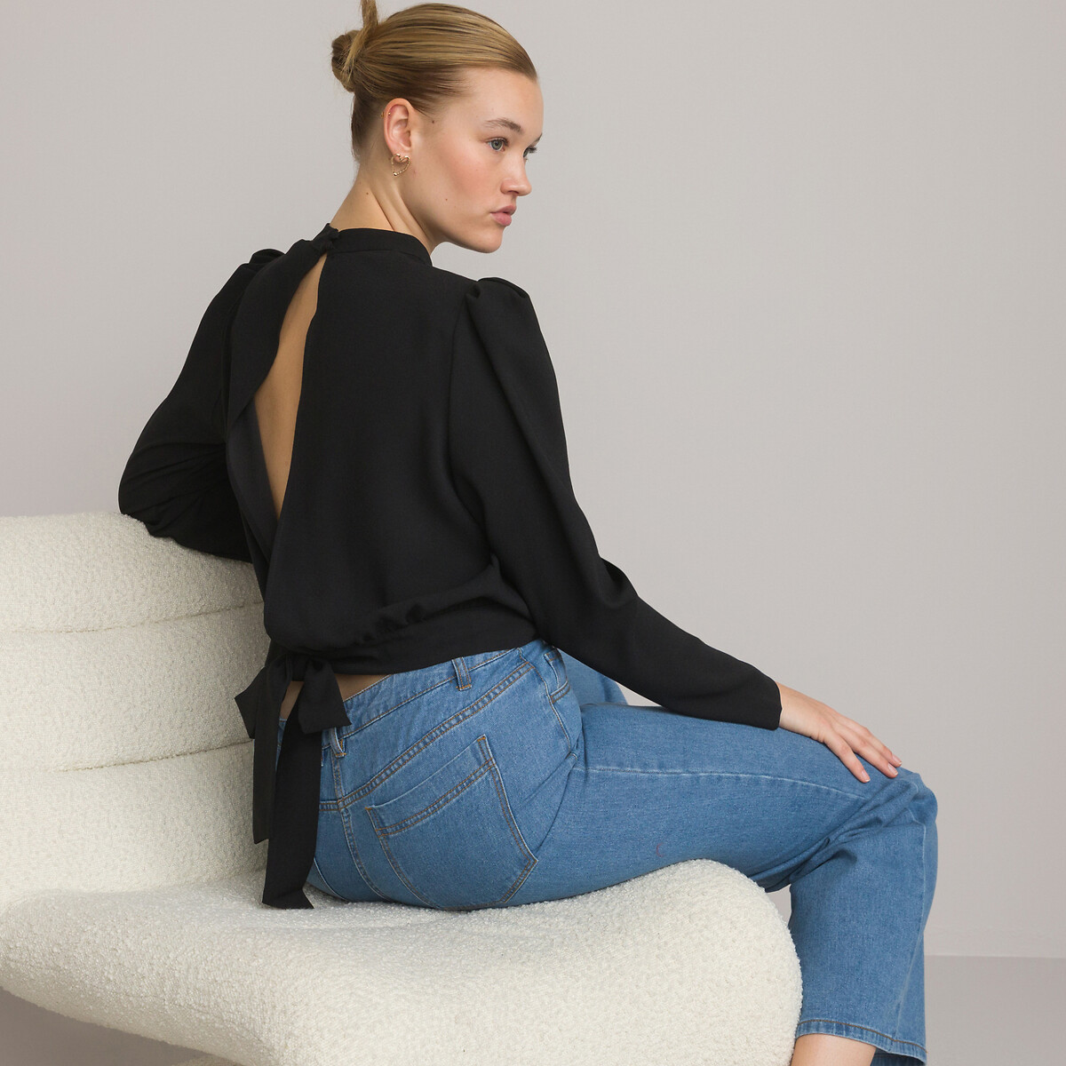 COLEÇÕES LA REDOUTE<br>Blusa com gola alta e mangas compridas
