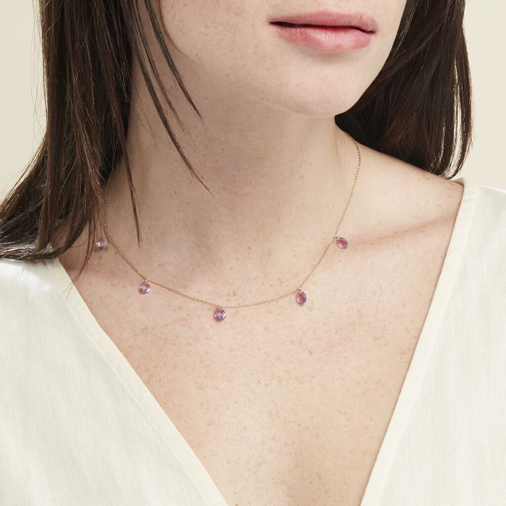 Collier Terence Or Jaune Amethyste Violet Amethyste