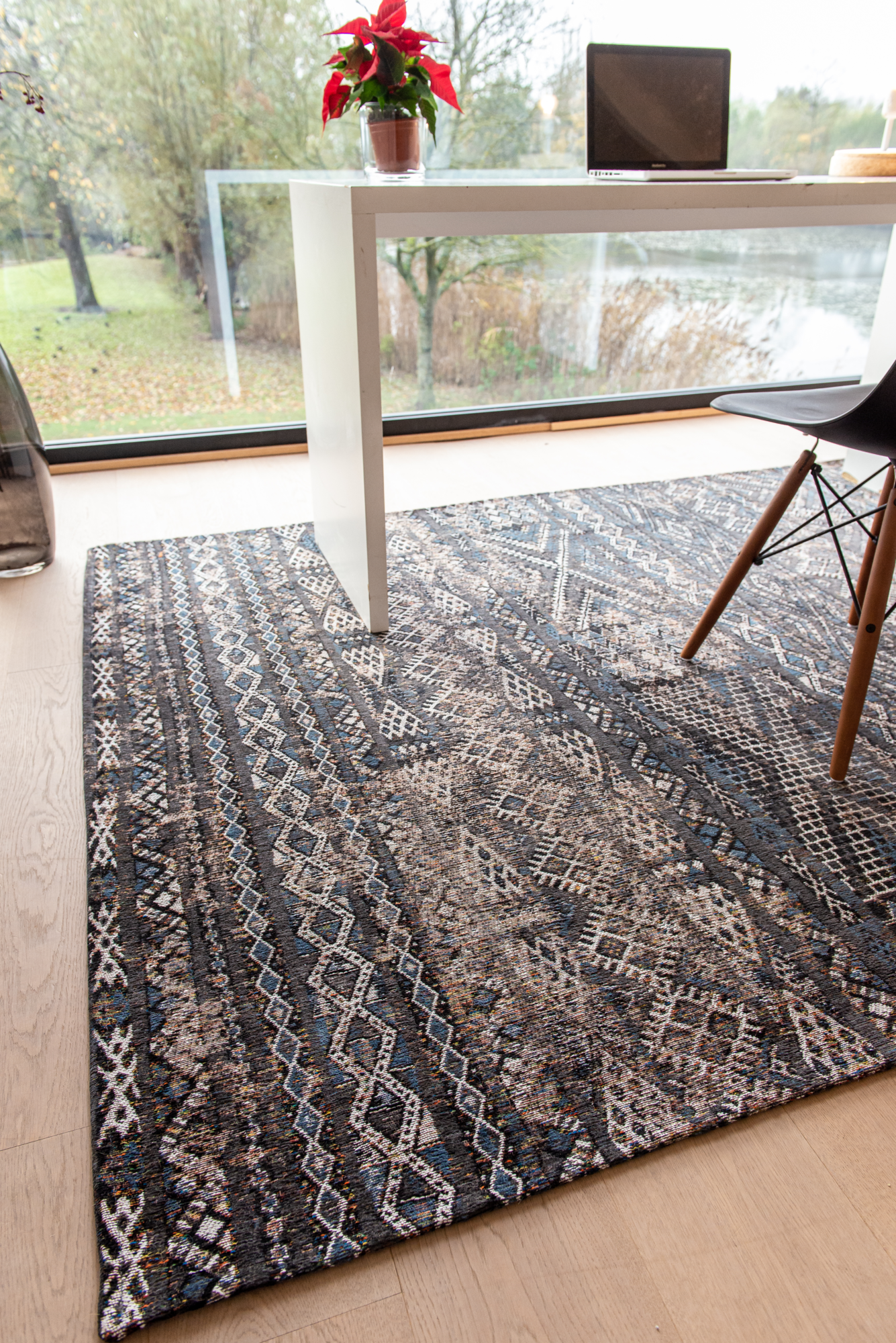 Ecorugs vloerkleed Kilim zwart 280x390 cm