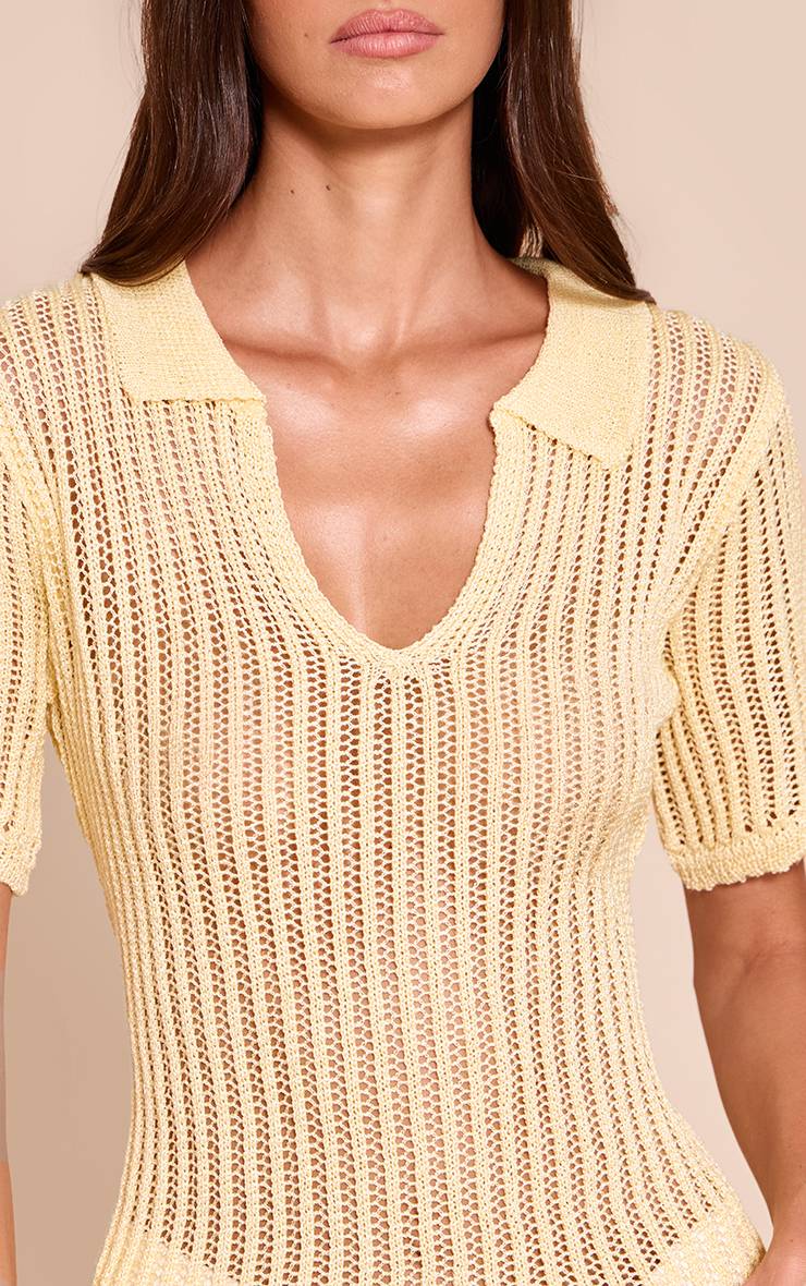 Citron Haut Polo En Maille À Col V