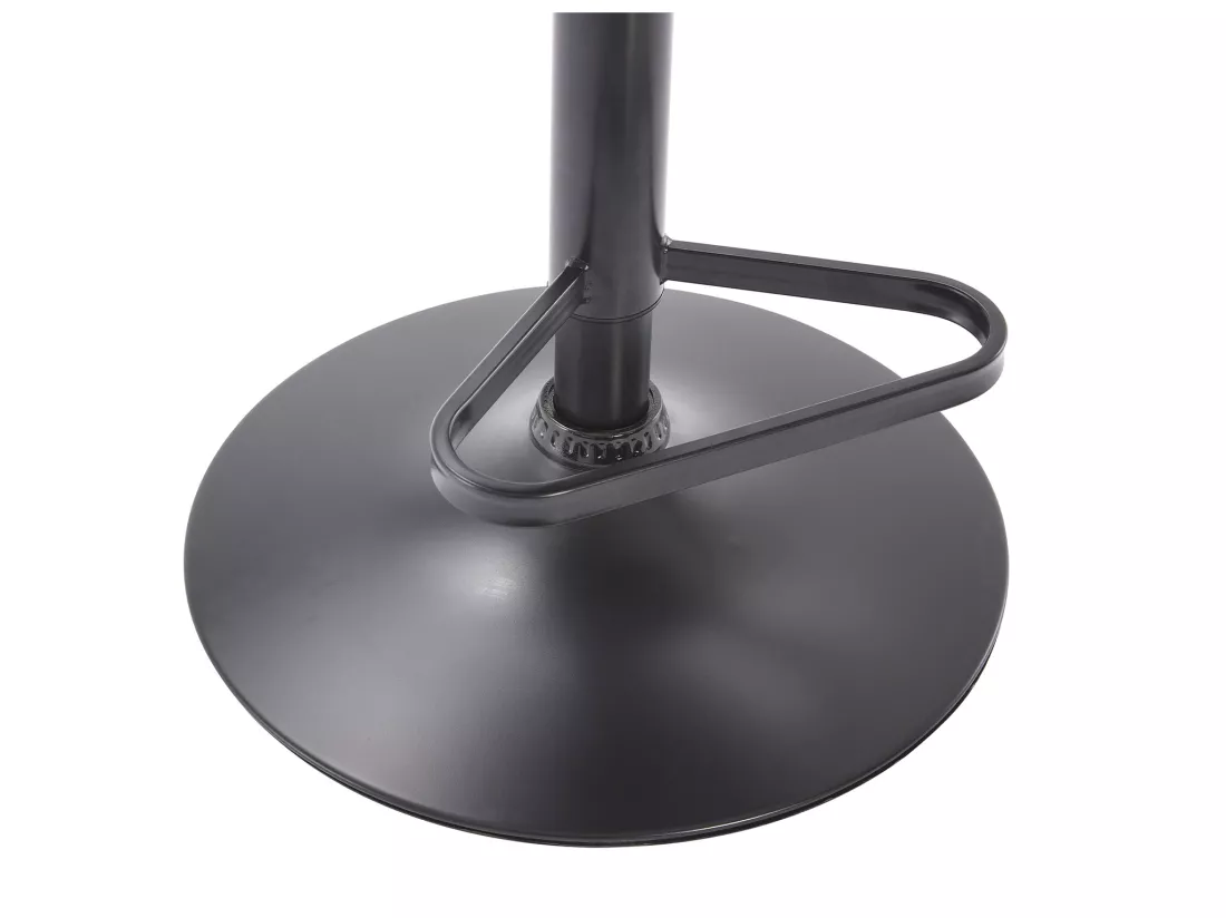 Tabouret de bar en velours et métal - Hauteur réglable - Noir - ELEANA