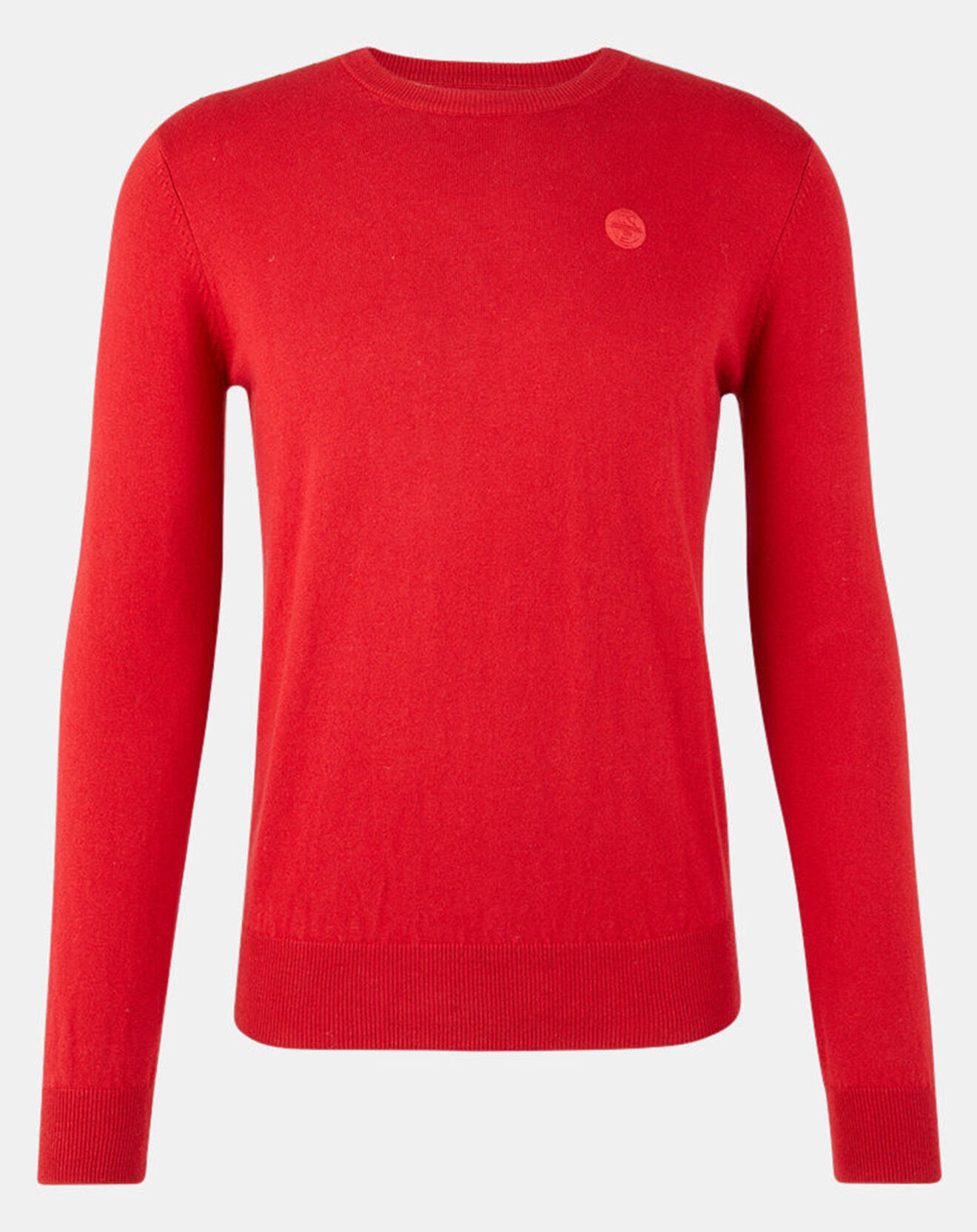 North Sails Pull en Coton Bio & Laine col rond rouge
