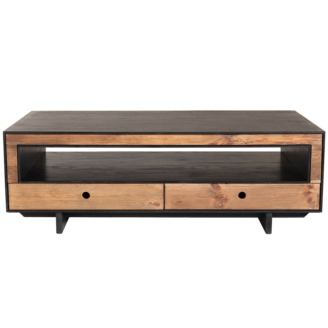Macabane Table basse 4 tiroirs Andrea Bois naturel  - 135x70x45cm