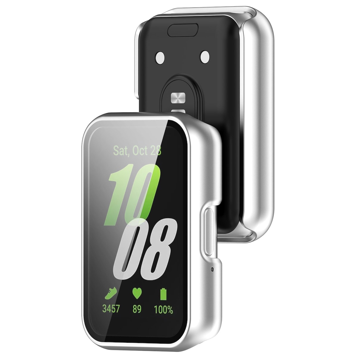 Veske med skjermbeskytter i herdet glass til Samsung Galaxy Fit 3 (SM-R390) Sølv