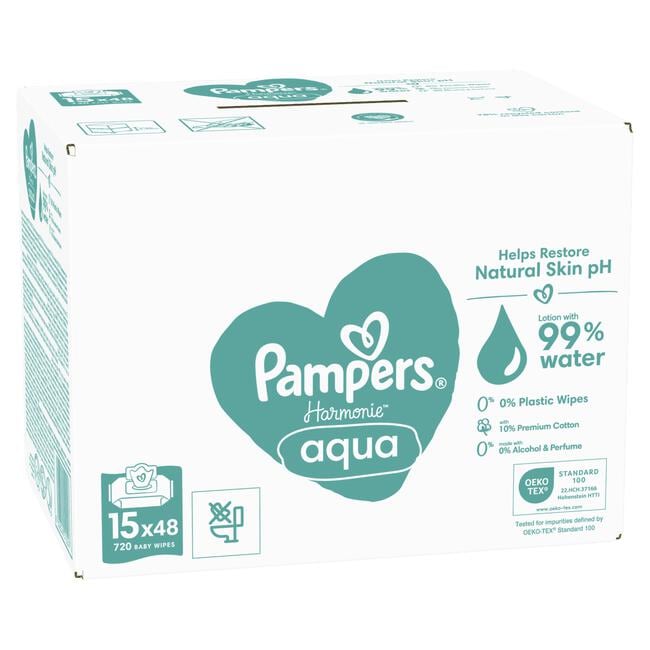 Pampers Harmonie Aqua Billendoekjes 15x48 Stuks