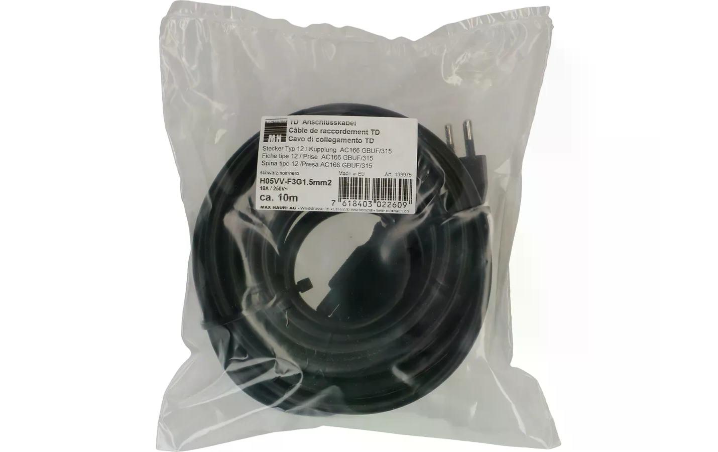 Anschlusskabel 10 m AC 166 - T12, Schwarz10 m langes Adels Contact Anschlusskabel mit T12 Stecker und Kupplung AC 166 GBUF/315
