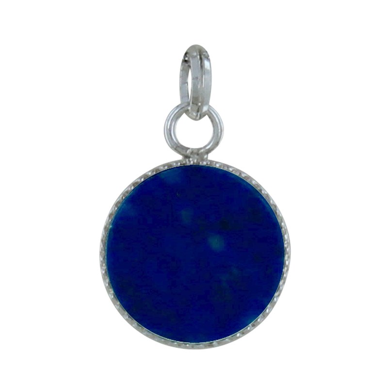 Pendentif Argent Rond Dentelé de Lapis Lazuli