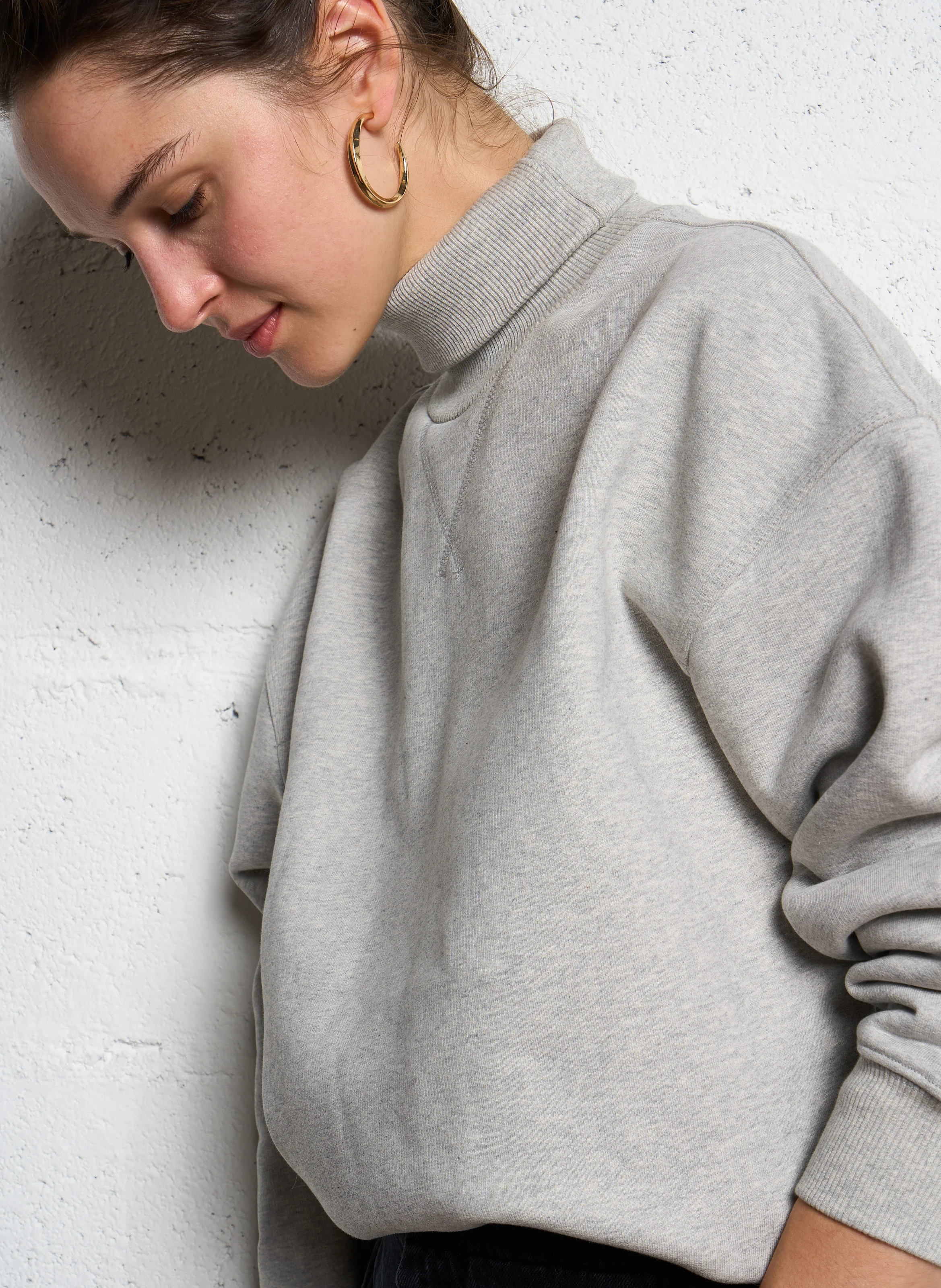 VITO - Sweatshirt col montant droit en coton bio | Gris