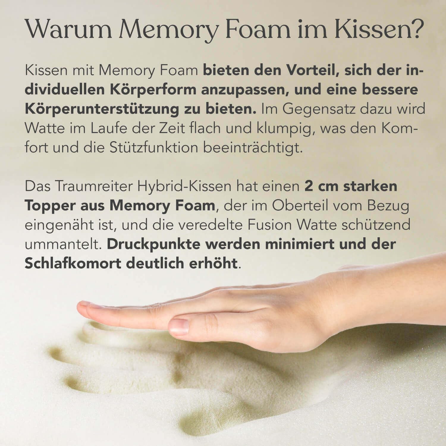 Traumreiter Seitenschläferkissen Visco XXL Professional mit Bezug Grau Deluxe, Hybrid Wendekissen + 1cm Memory Foam, U Form Schwangerschaftskissen Body Pillow Komfortkissen, Ergonomie Zertifiziert