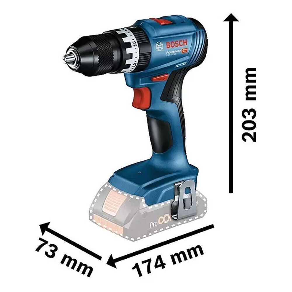 SLAGBORMASKIN BOSCH GSB 18V-45 2+4AH LC