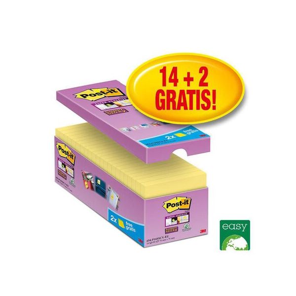 Post-it Super Sticky 76 x 76 mm Amarelo Pack 16 Un. - 410424