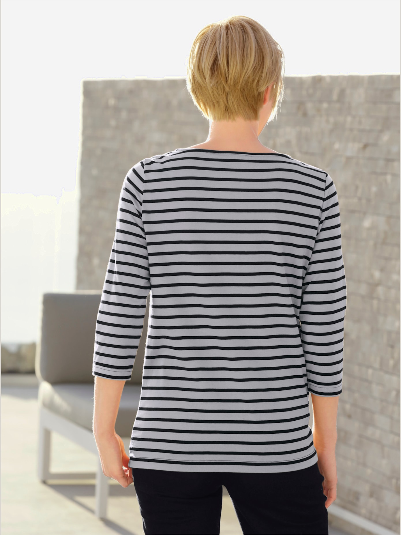 T-shirt rayé col bateau manches longues