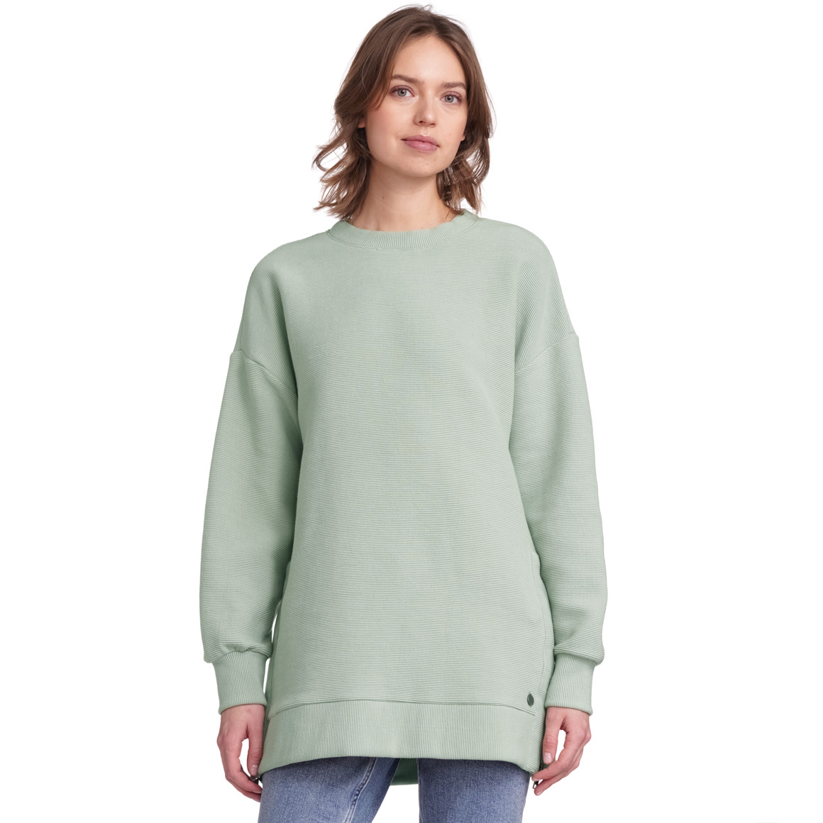 Gina Collection Damen Sweatshirt mit Rippstruktur hellgrün