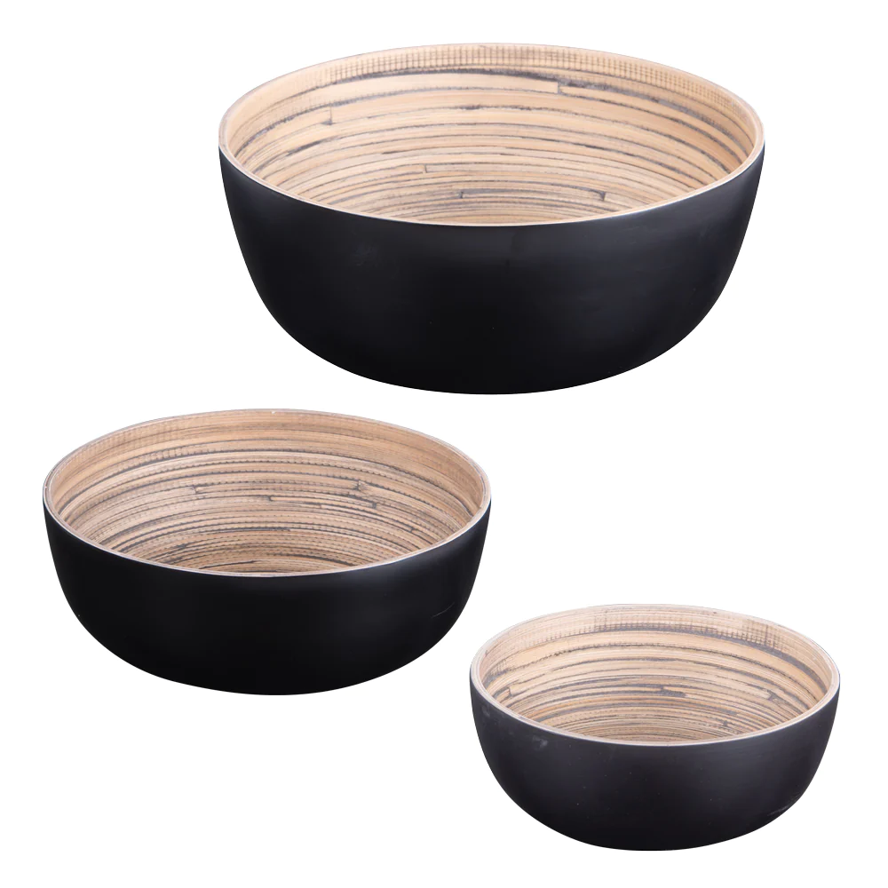 Set de 3 saladiers en bambou noirs Table passion