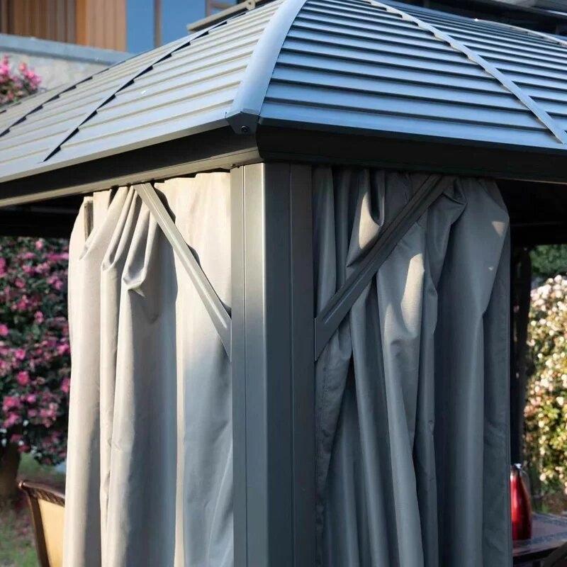 Gazebo de alumínio para pátio Barreras, 3,65 m de largura x 3 m de profundidade