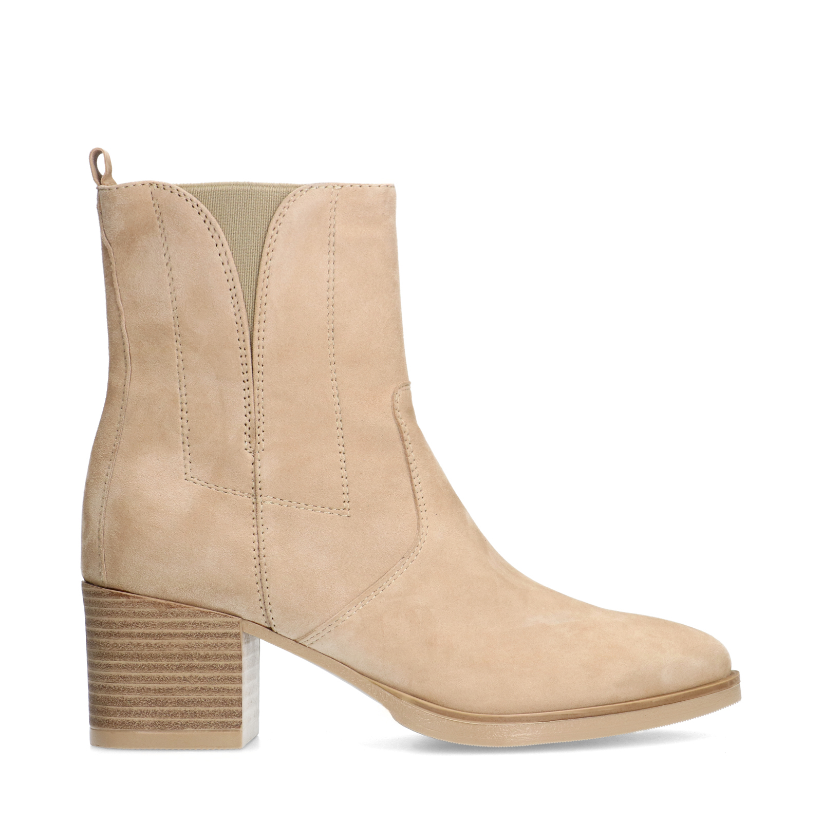 Beige suède enkellaarsjes met hak