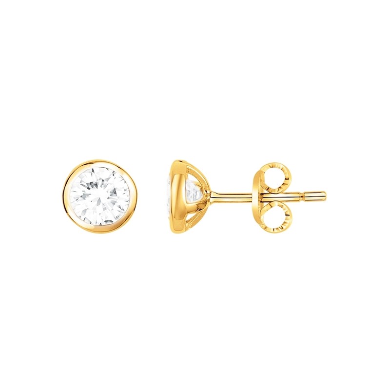 Boucles d'oreilles clous en Plaqué Or avec oxyde de zirconium blanc