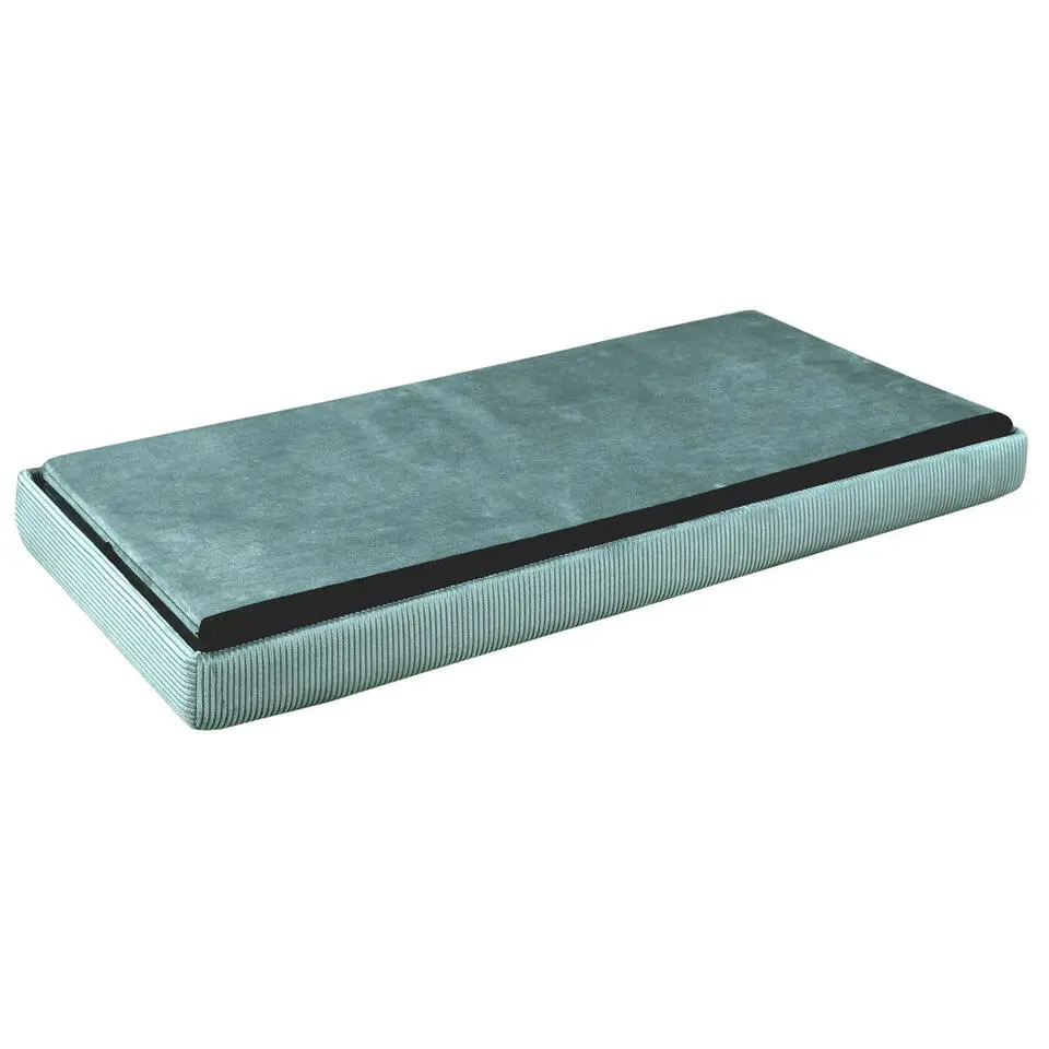 Home Deco Poef Velvet - opbergbox - blauw - 76 x 38 cm