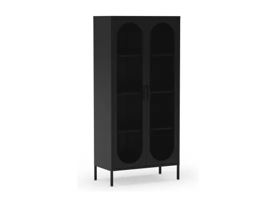 Zio - Vaisselier 2 portes en métal H170cm - Noir