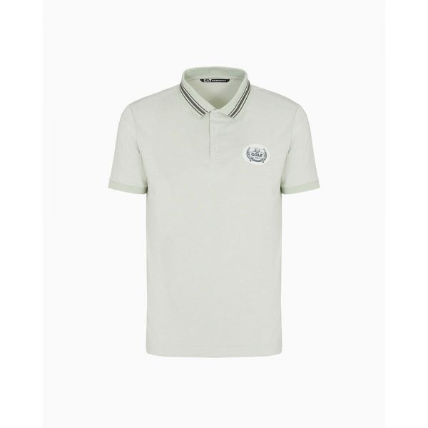 EA7 para Homem Pólo em Jersey de Algodão Elástico com Mistura de Modal Azul Claro do Golf Club Xs