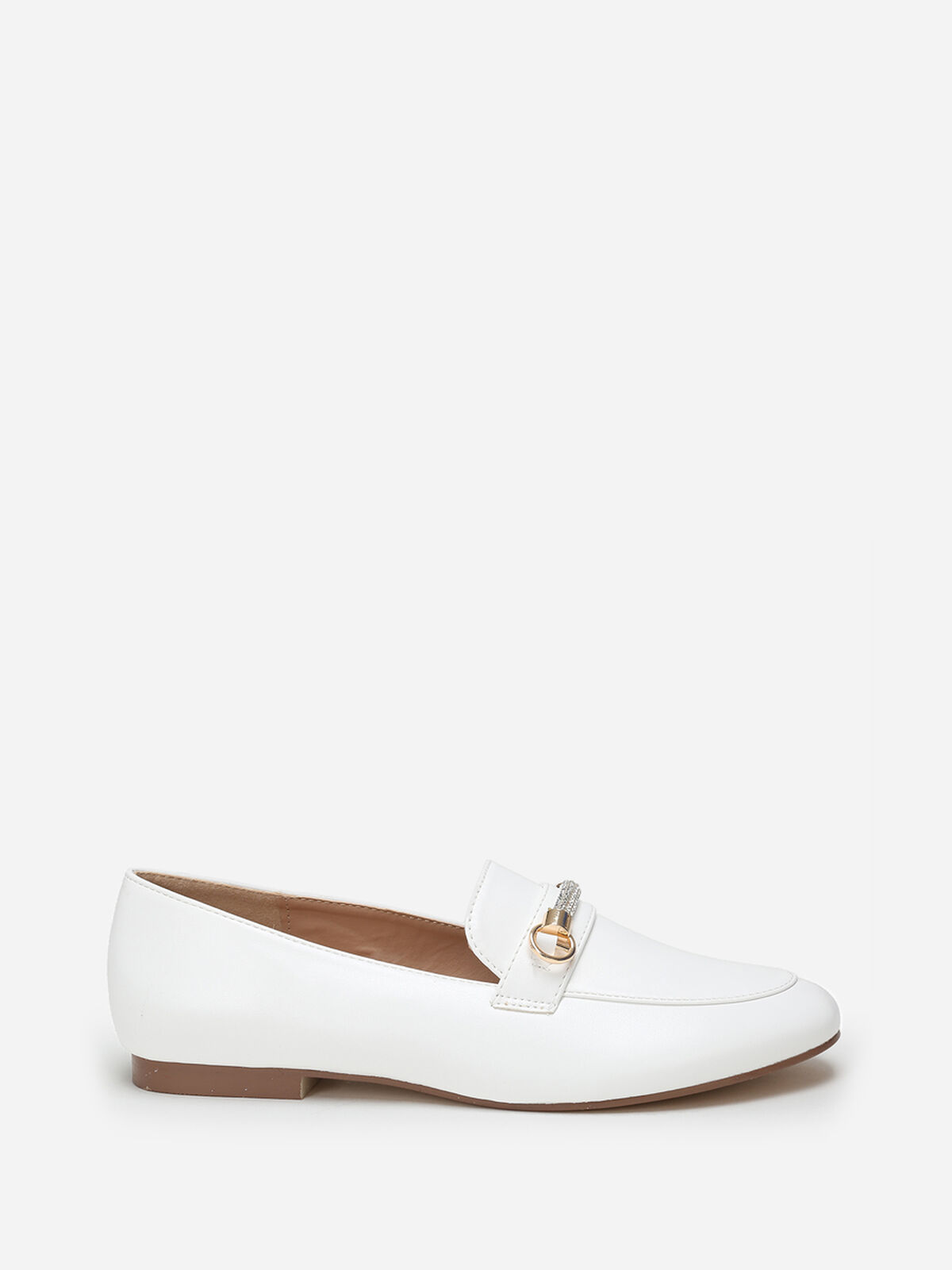 Mocassins à bride strass- Blanc
