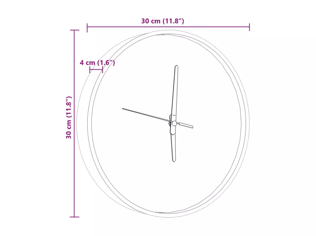 Horloge murale et échelles et aiguilles lumineuses bleu Ø30 cm