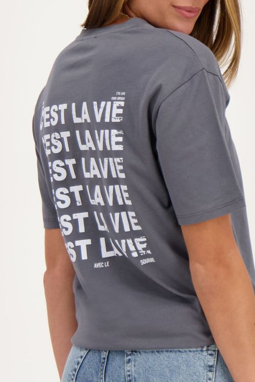 Donkergrijs T-shirt C'est la vie