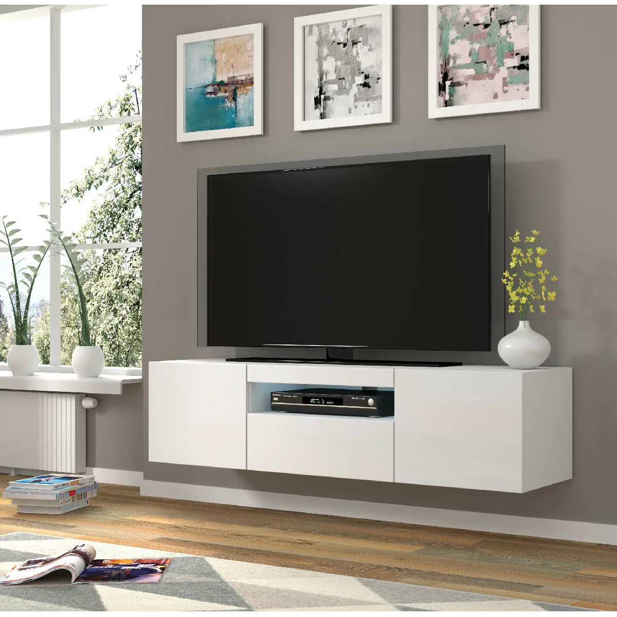 FURNLUX Table TV AURA - Blanc