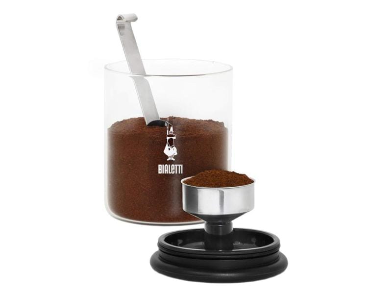 Bialetti Kaffeedose Moka 0.25 l, Transparent Kaffeeaufbewahrungsdose aus Glas