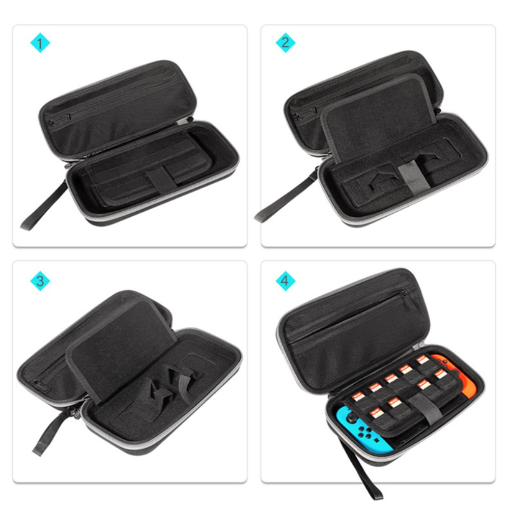 Reise Box Schutztasche Hartschale mit Handschlaufe für Nintendo Switch OLED - Schwarz