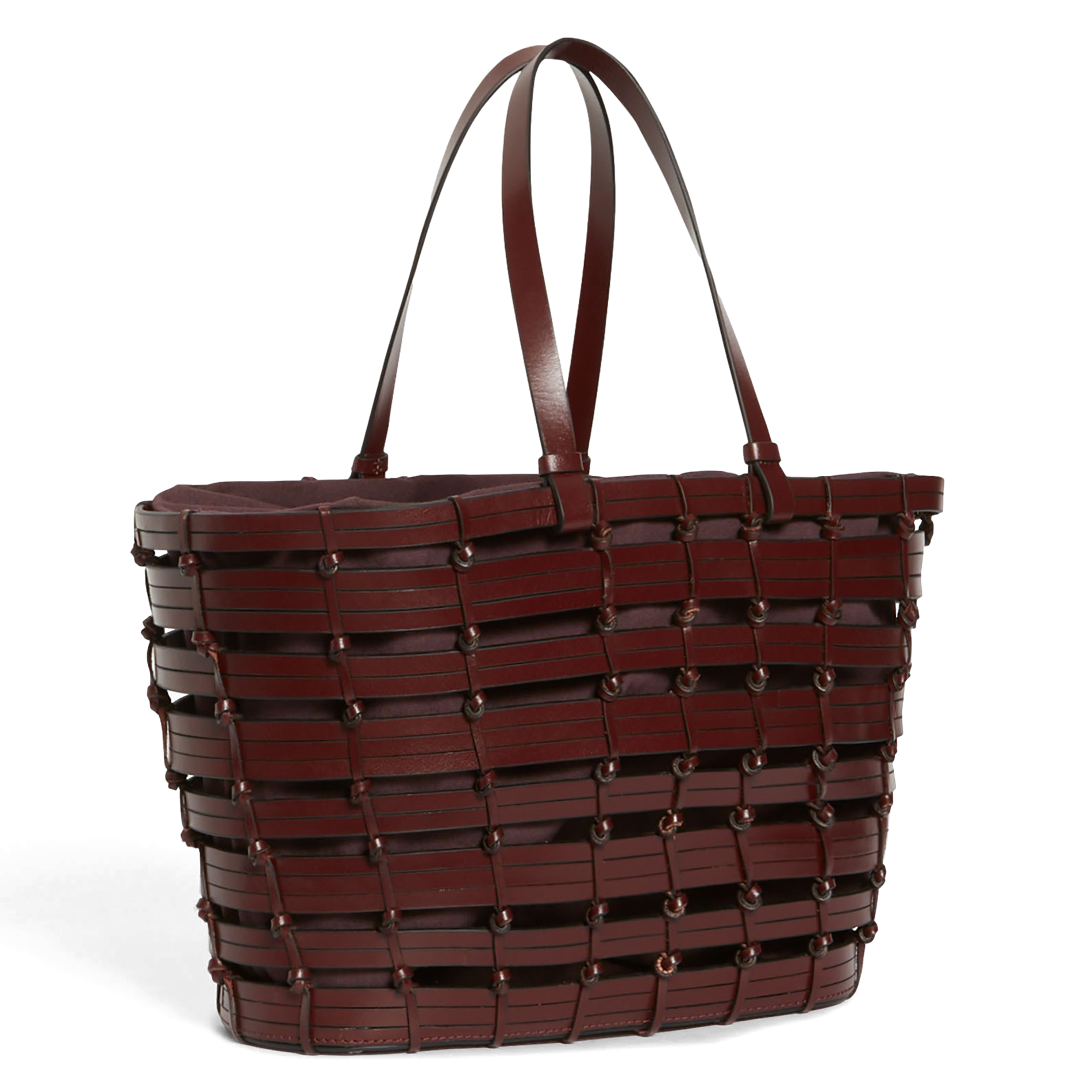 Panier tressé en cuir | Marron