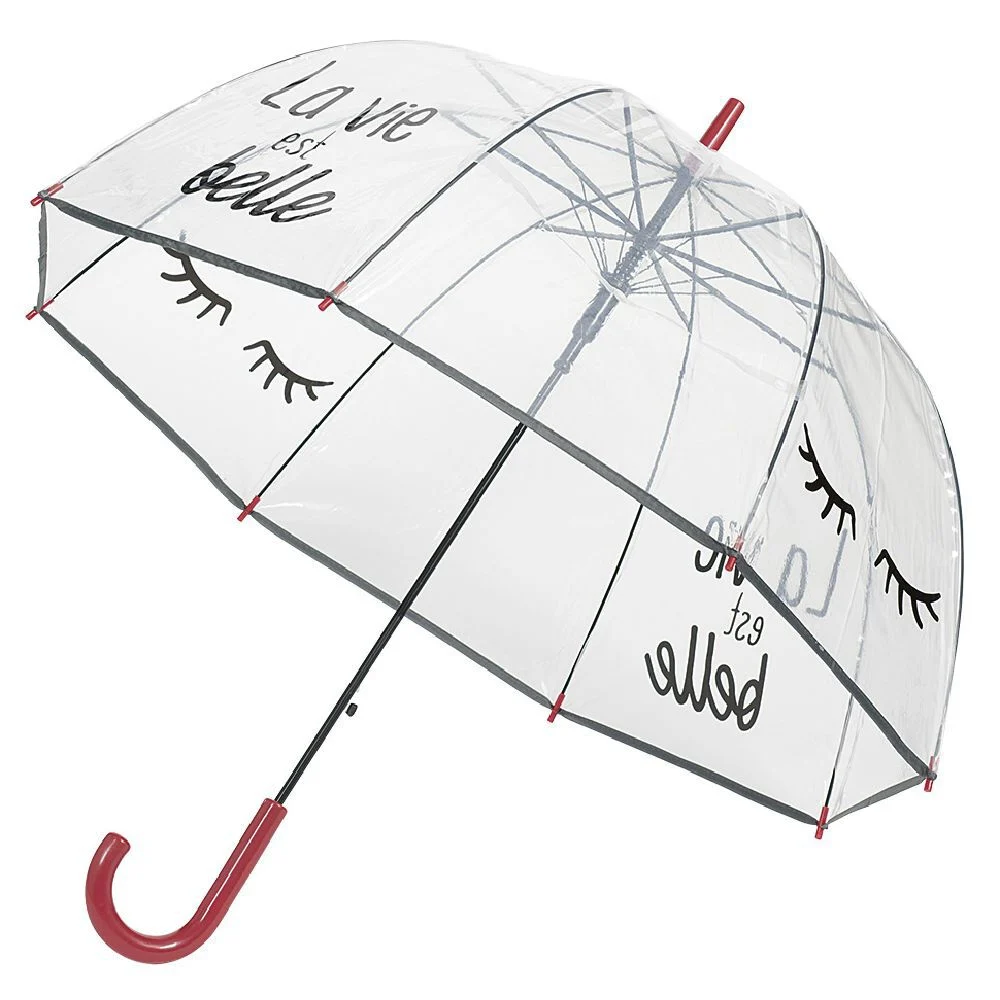 Parapluie canne transparent La vie est belle