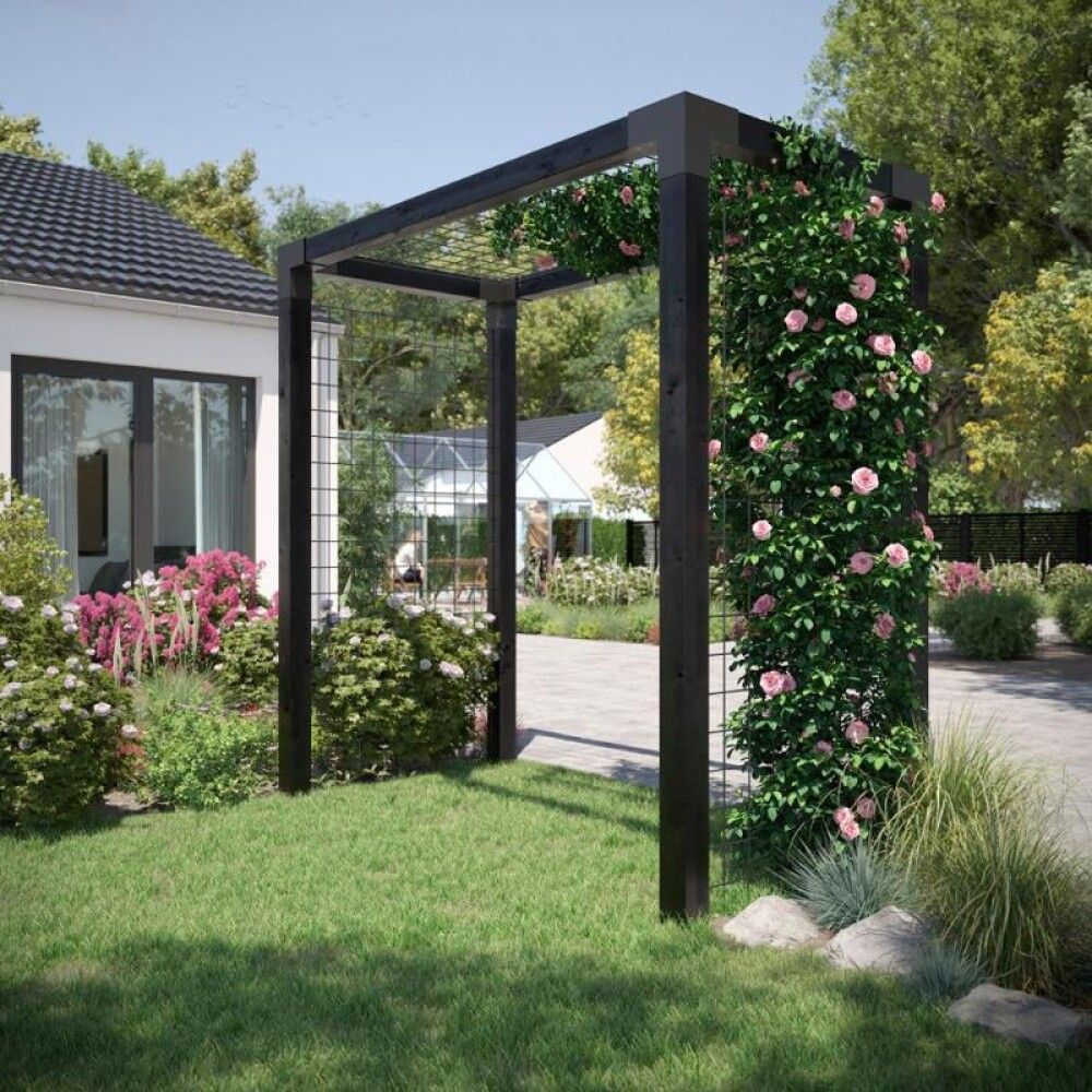 ROSEPORTAL PLUS MED ESPALIER 198X208X108CM SVART