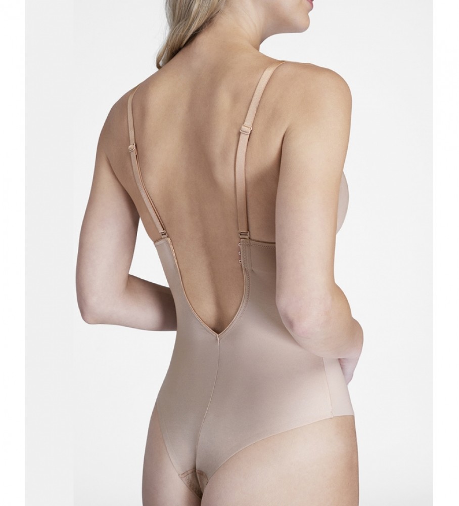 Body modelador com decote em U SPANX 10206R bege champanhe