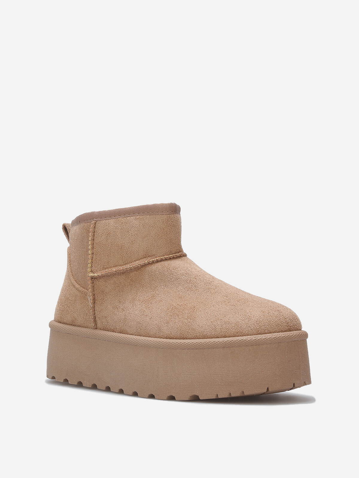 Boots en suédine fourrées à plateforme- Taupe