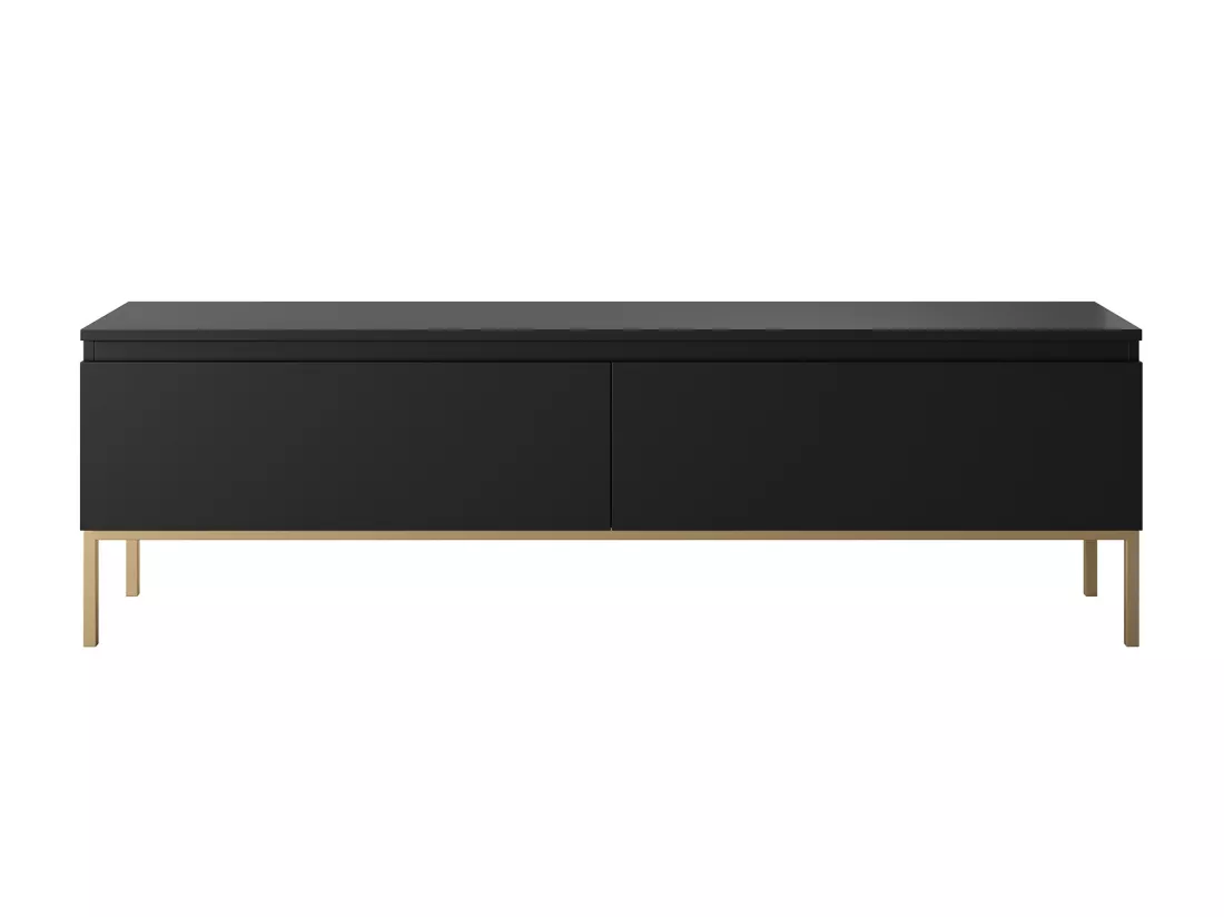 Meuble TV - 150 cm - noir avec pieds dorés - BEMMI