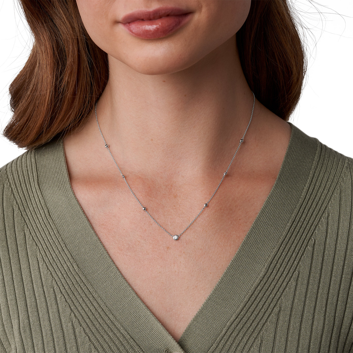 Collier FOSSIL argent 925 zirconias 45 cm