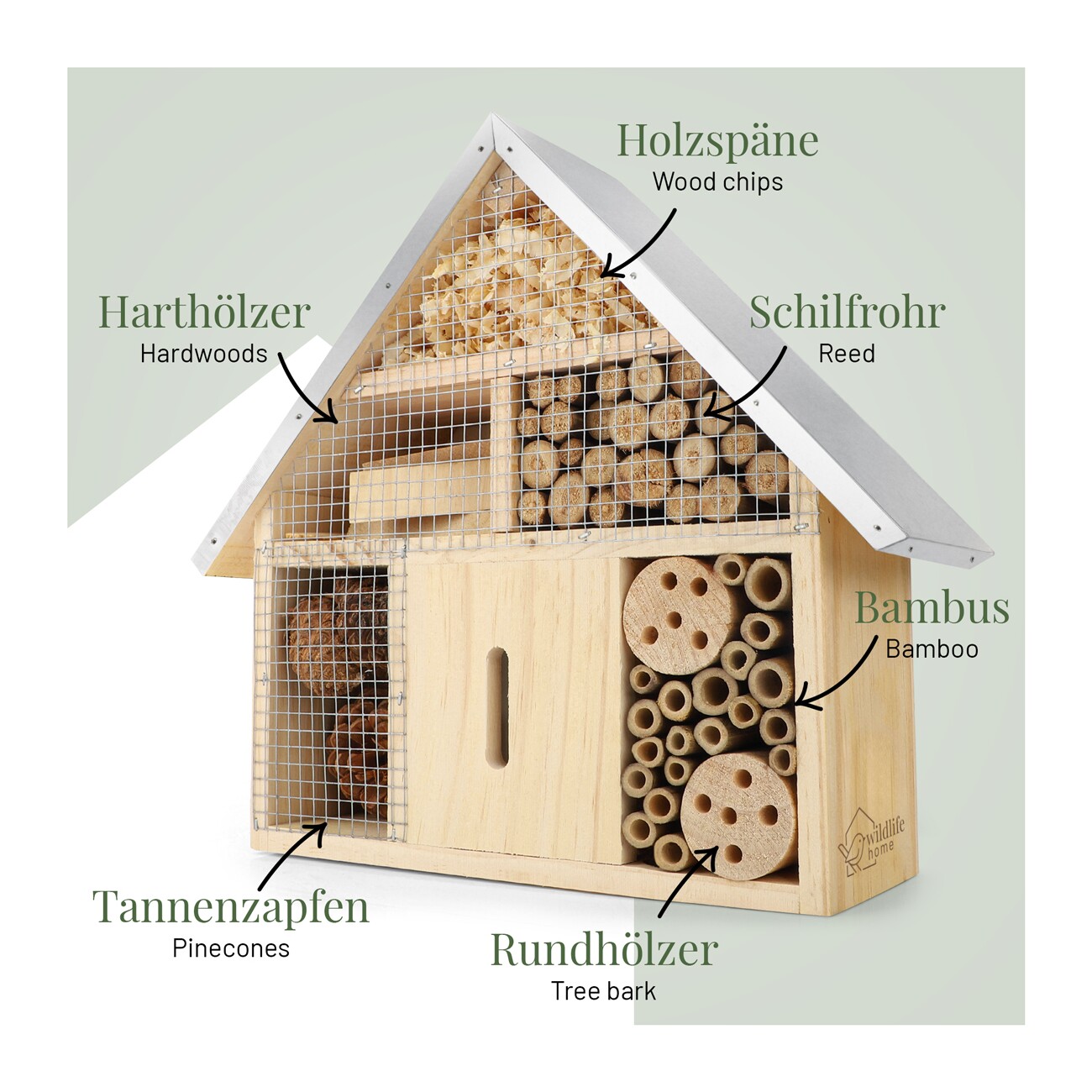 WILDLIFE HOME Insektenhotel mit Metalldach 2 Stück