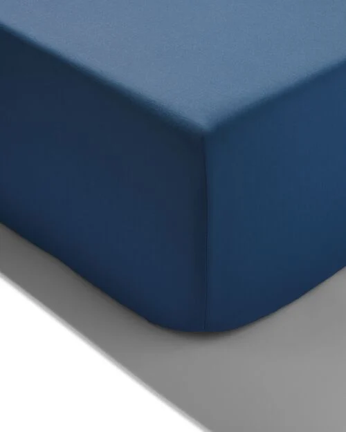 drap-housse coton doux 90x200 bleu