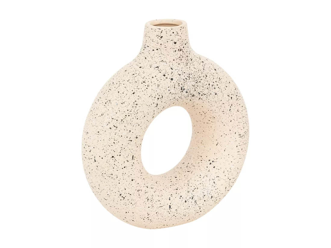 Vase en céramique Blanc & Noir tacheté H 30 cm