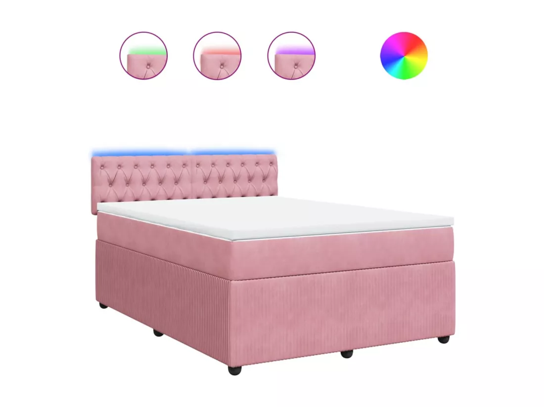 Sommier à lattes de lit avec matelas Rose 140x190 cm Velours