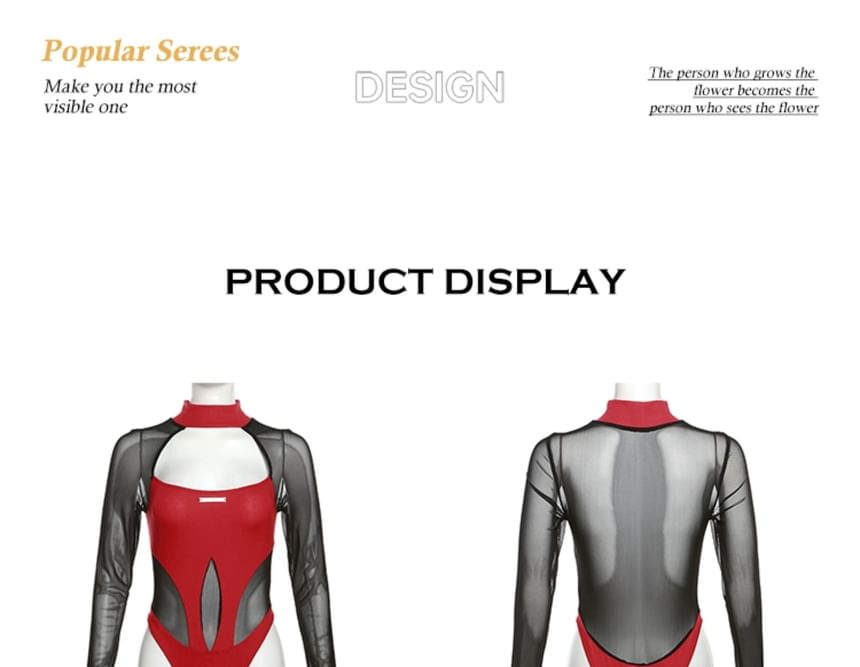Bababy - Bodytop met lange mouwen en nephals, mesh paneel en uitsparingen