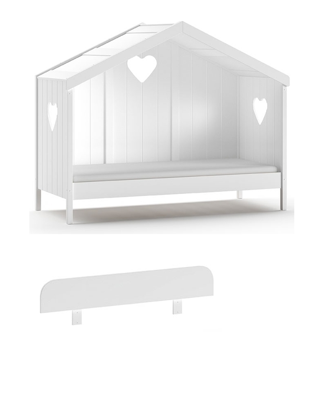 Hausbett AMORI - weiß - teilmassiv - Rückwand - 90x200 cm